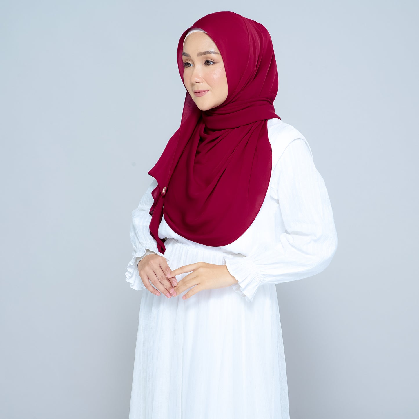 Semi-Instant Sarongje | Chiffon Silk in Crimson