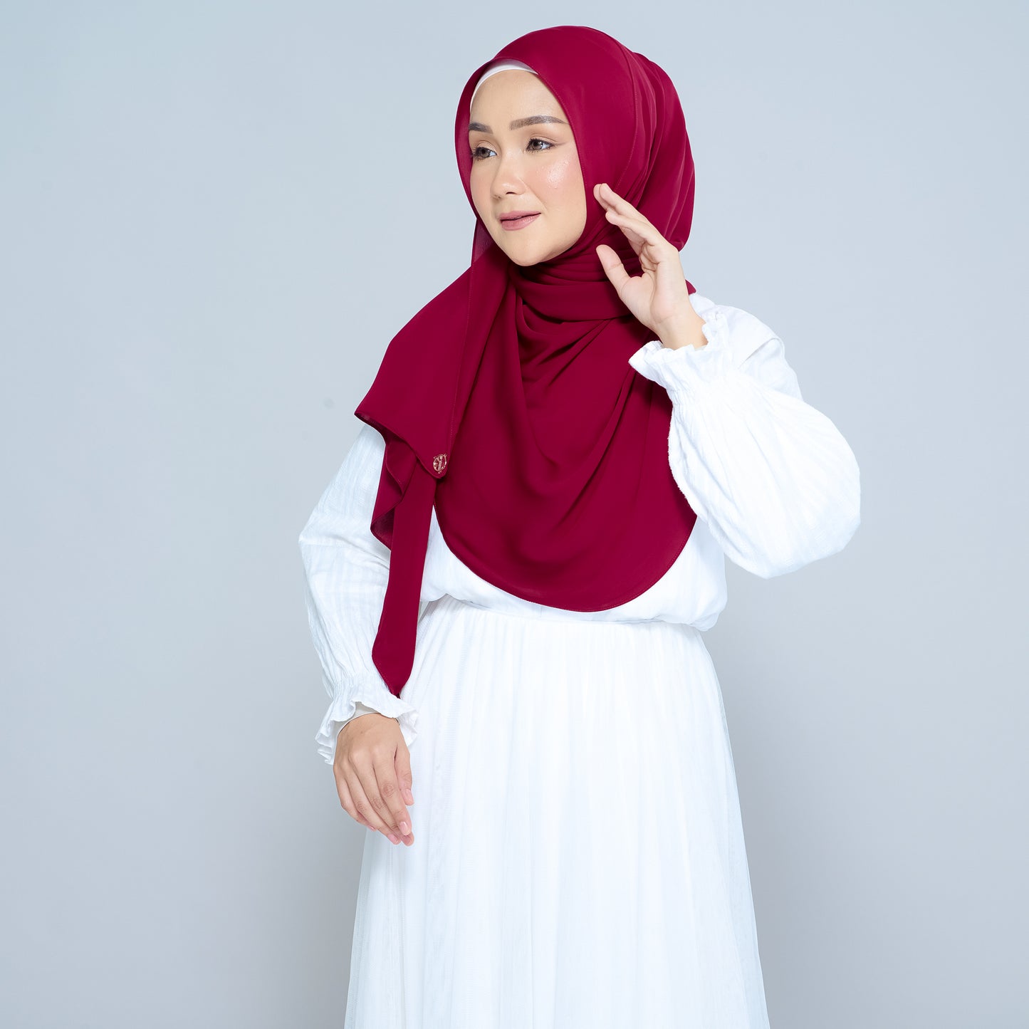 Semi-Instant Sarongje | Chiffon Silk in Crimson