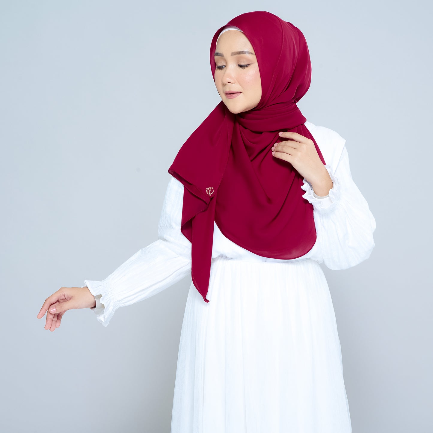 Semi-Instant Sarongje | Chiffon Silk in Crimson