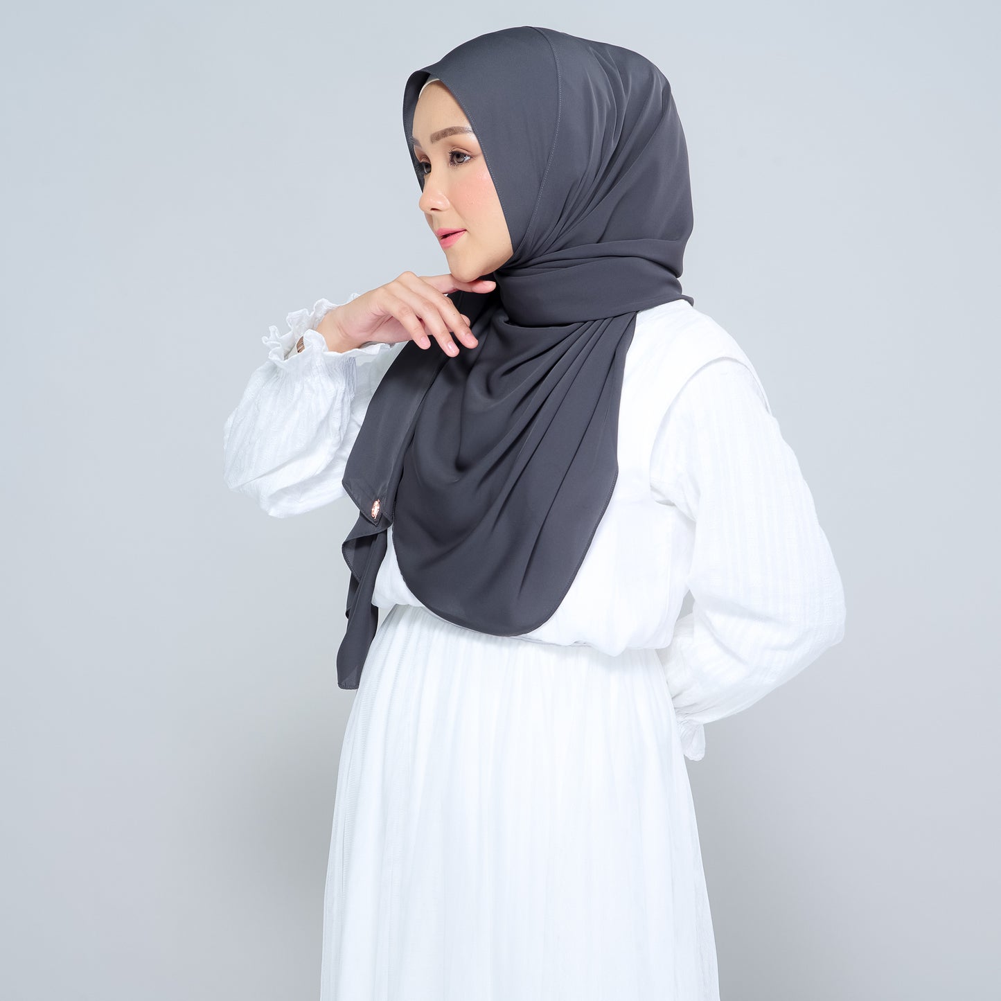 Semi-Instant Sarongje | Chiffon Silk in Dark Grey