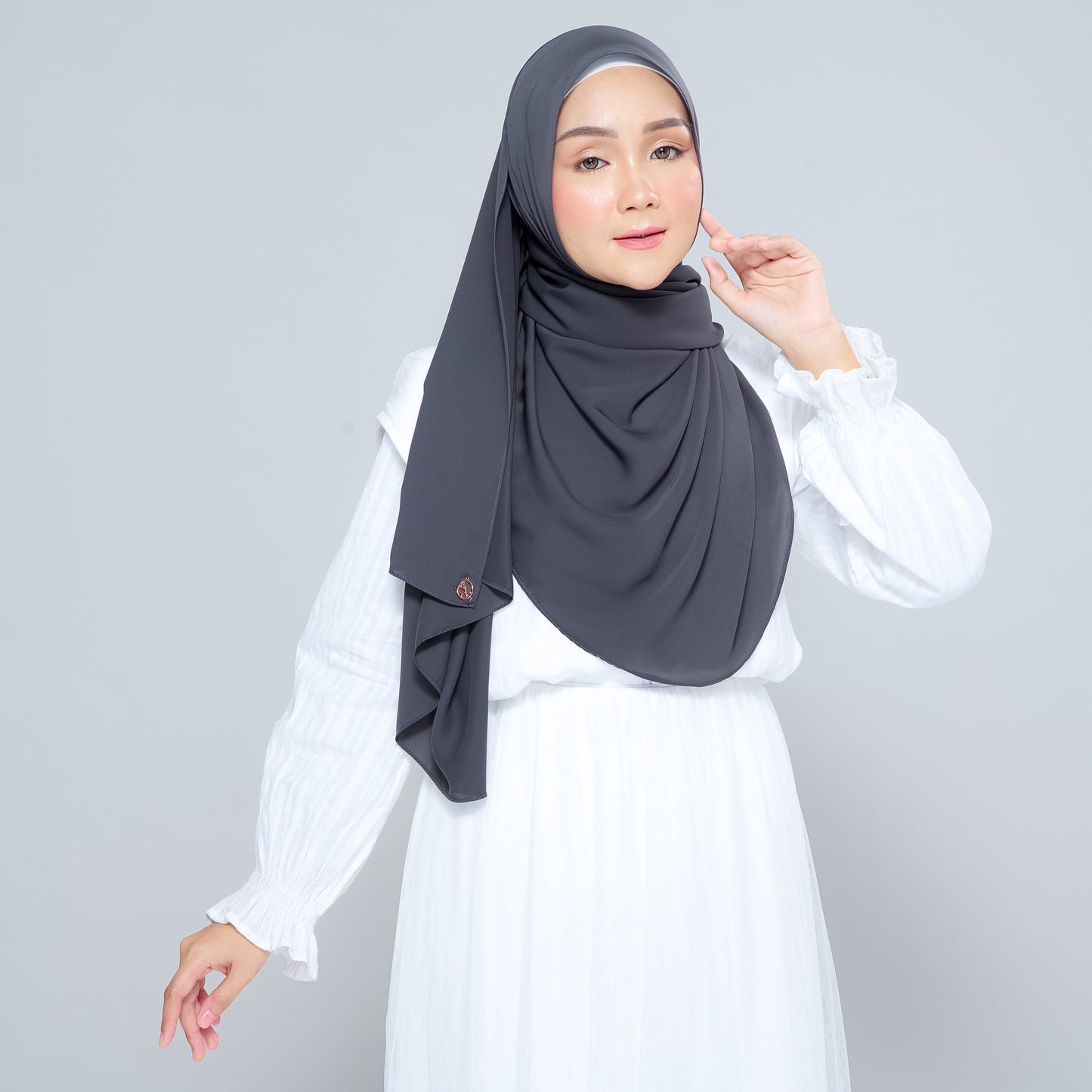 Semi-Instant Sarongje | Chiffon Silk in Dark Grey