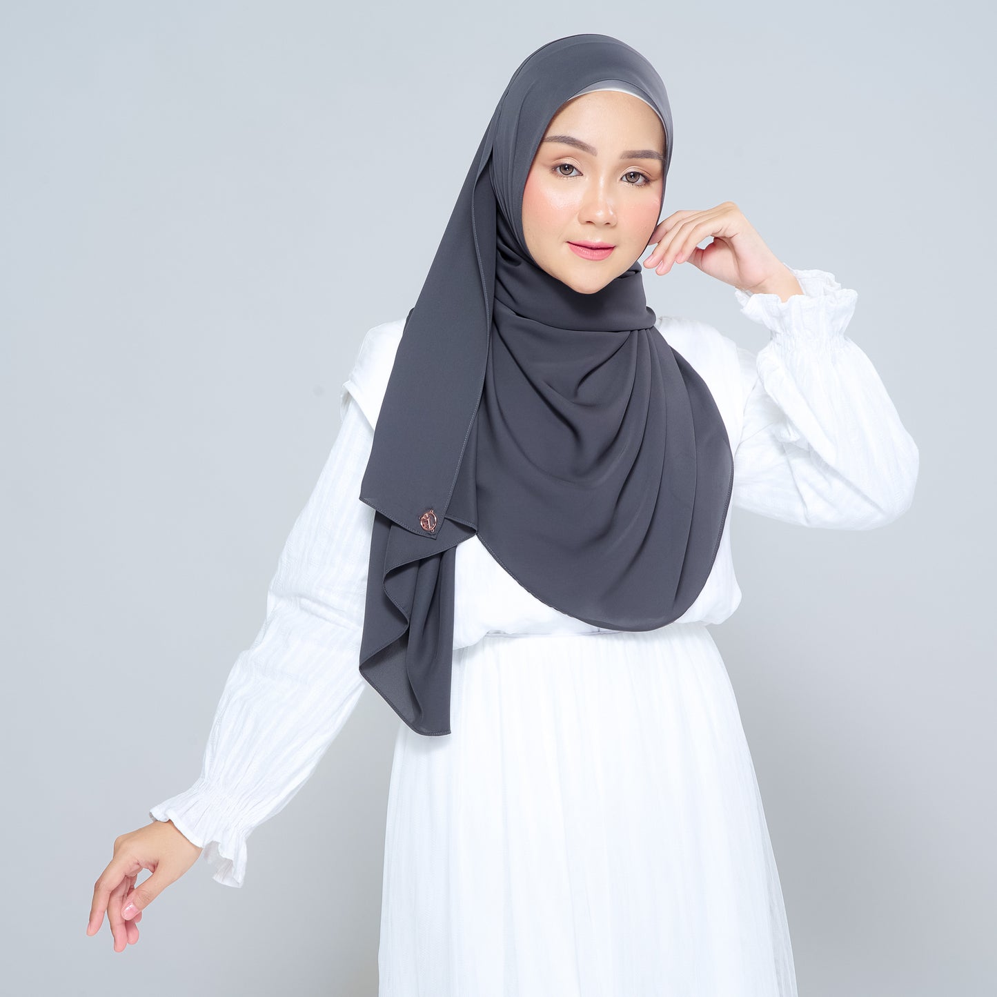 Semi-Instant Sarongje | Chiffon Silk in Dark Grey