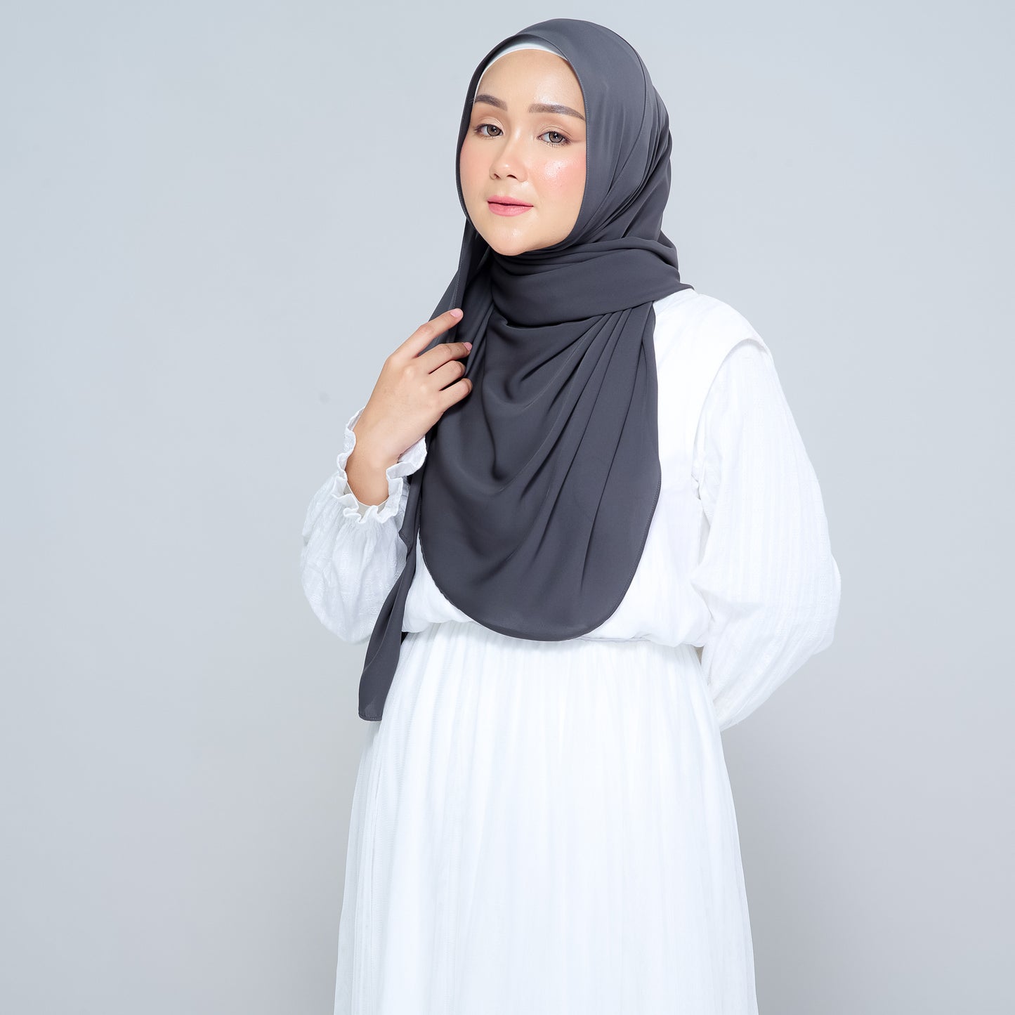 Semi-Instant Sarongje | Chiffon Silk in Dark Grey