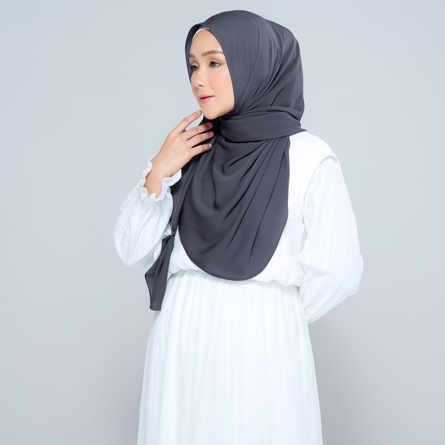 Semi-Instant Sarongje | Chiffon Silk in Dark Grey