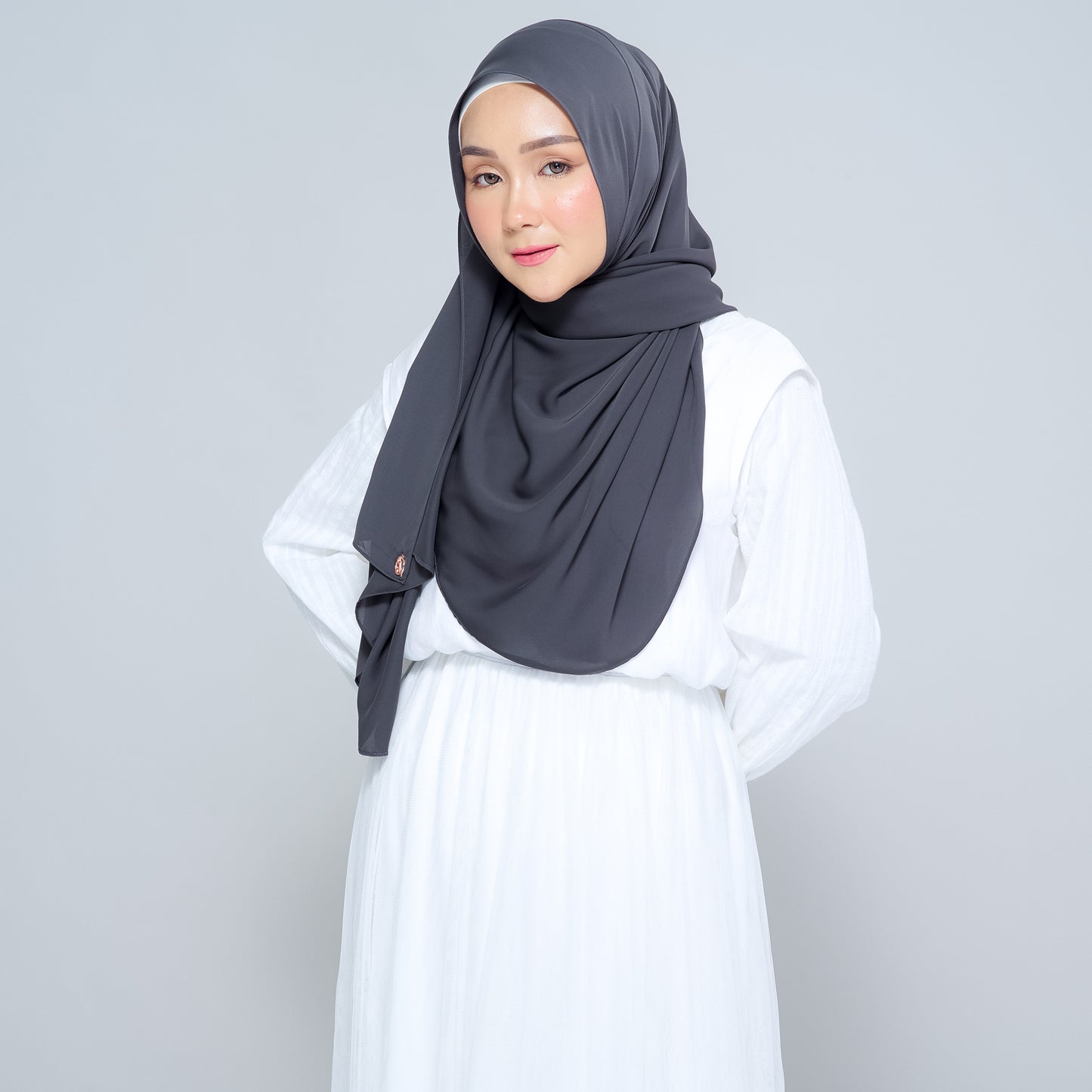 Semi-Instant Sarongje | Chiffon Silk in Dark Grey