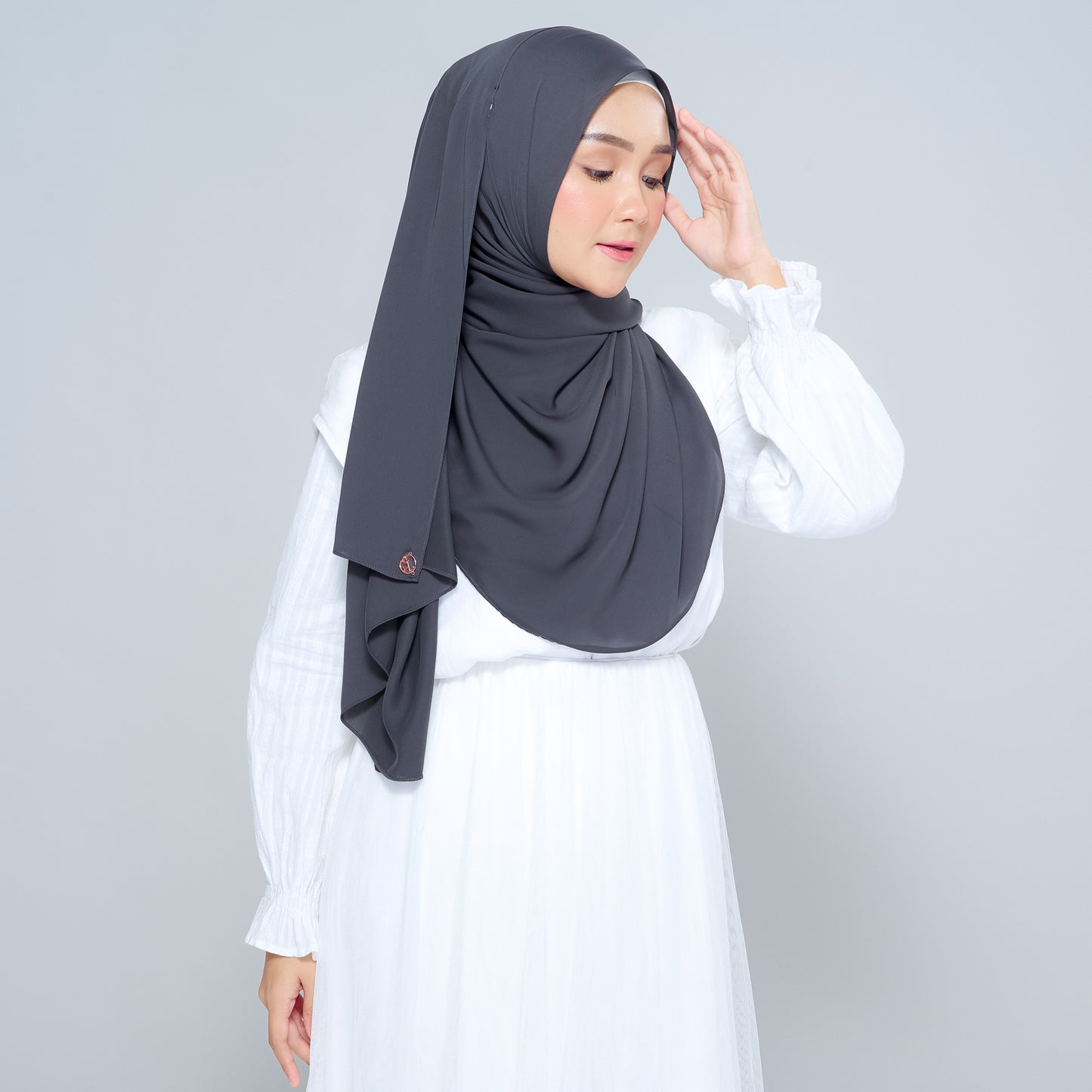 Semi-Instant Sarongje | Chiffon Silk in Dark Grey