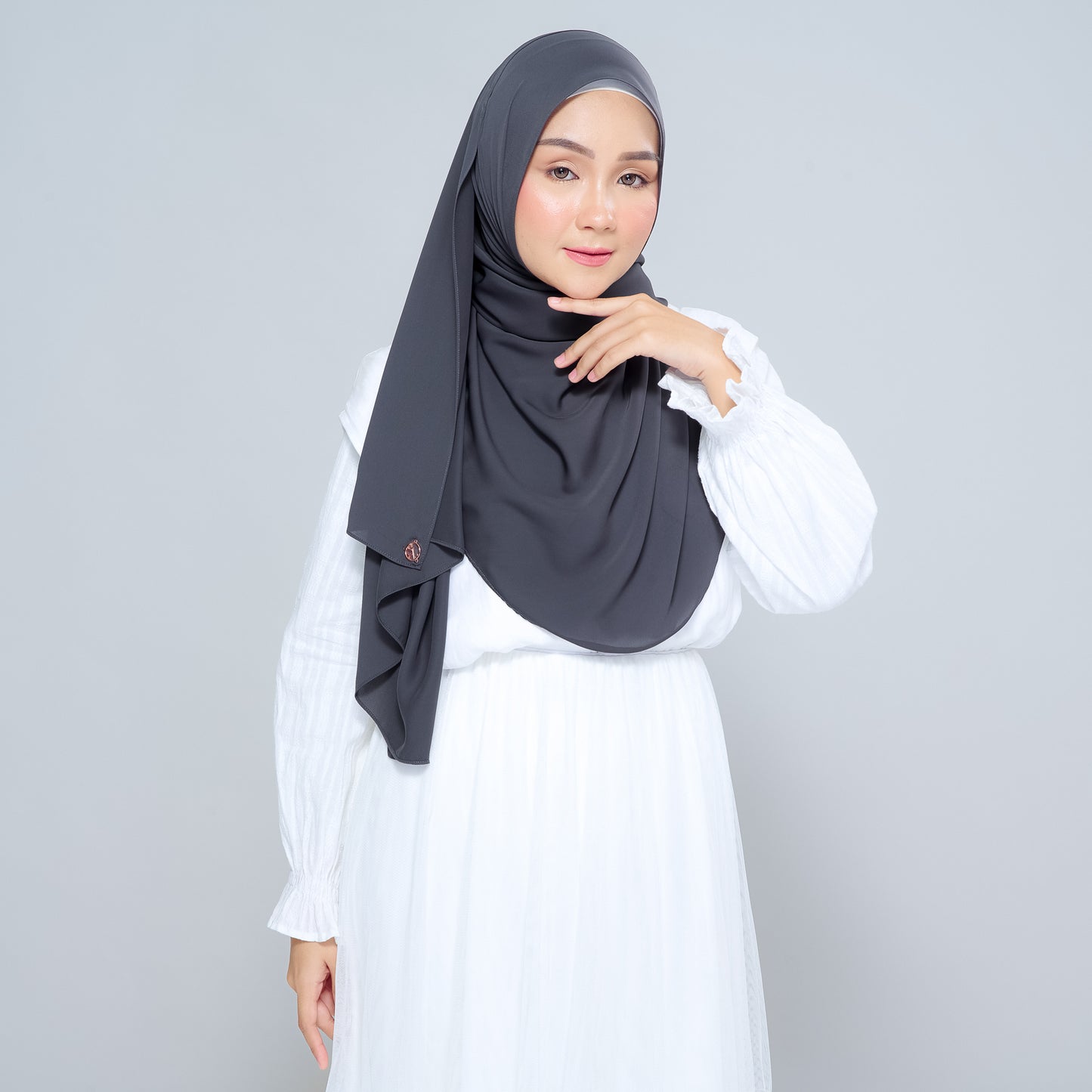 Semi-Instant Sarongje | Chiffon Silk in Dark Grey