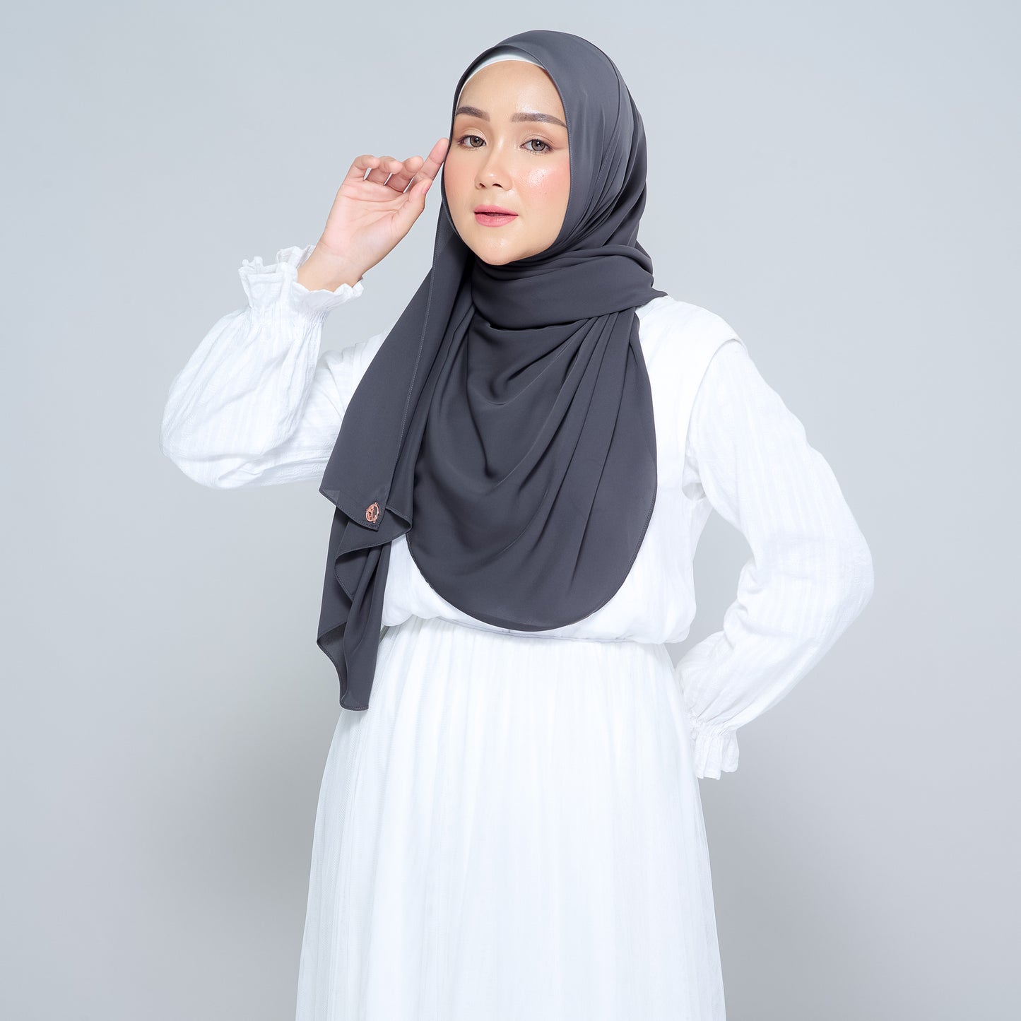 Semi-Instant Sarongje | Chiffon Silk in Dark Grey