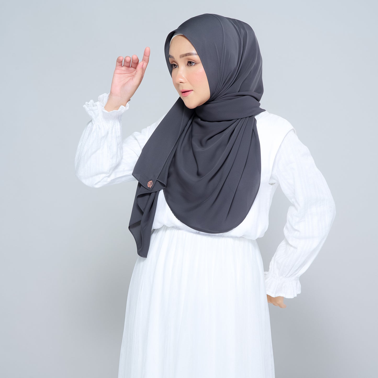 Semi-Instant Sarongje | Chiffon Silk in Dark Grey