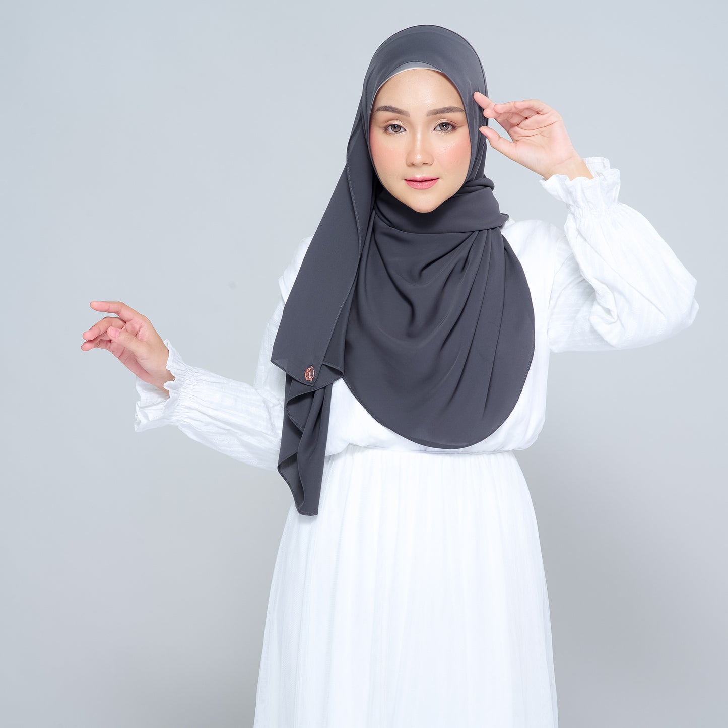 Semi-Instant Sarongje | Chiffon Silk in Dark Grey