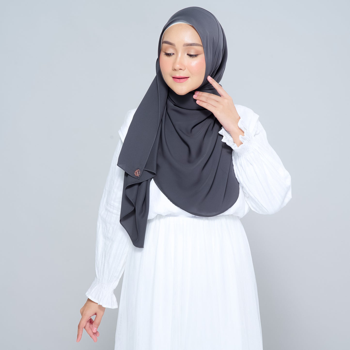 Semi-Instant Sarongje | Chiffon Silk in Dark Grey