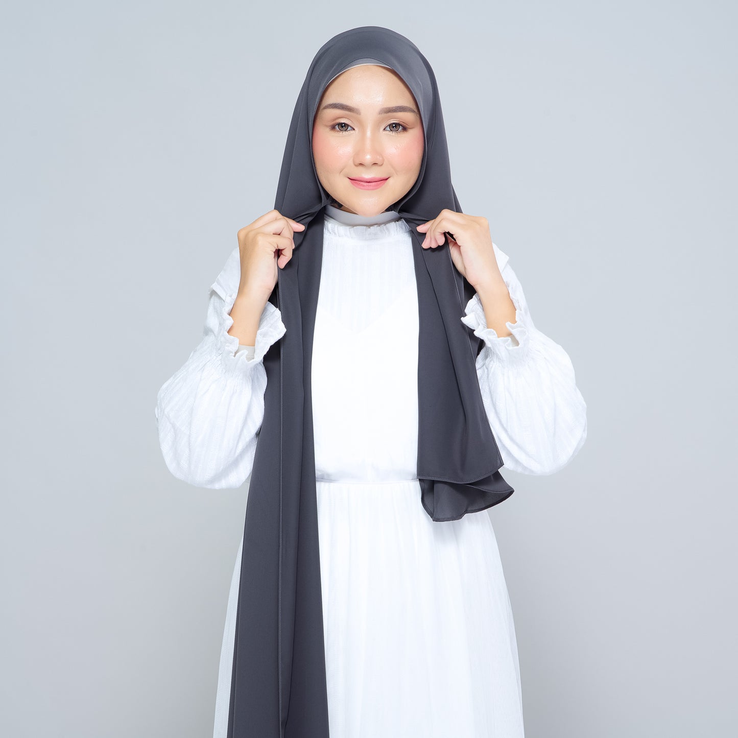 Semi-Instant Sarongje | Chiffon Silk in Dark Grey