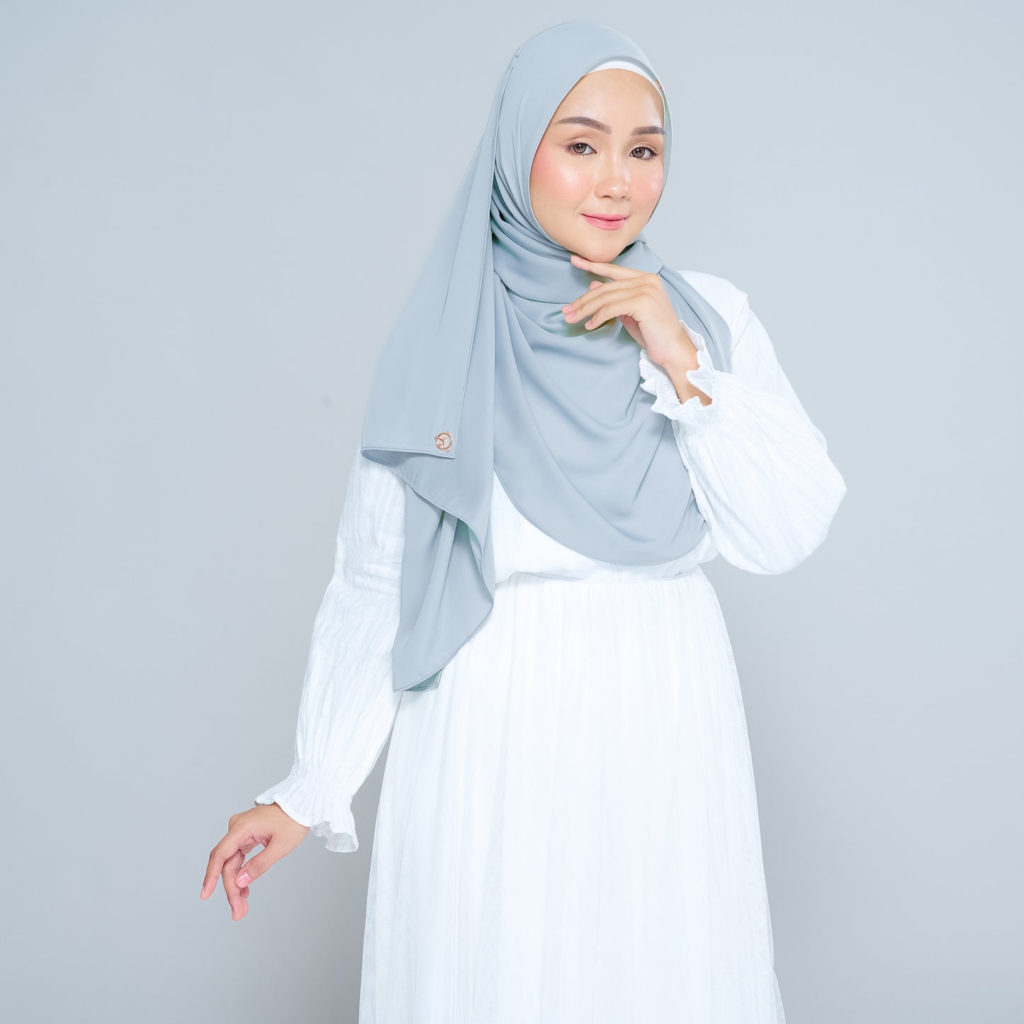 Semi-Instant Sarongje | Chiffon Silk in Dusty Blue