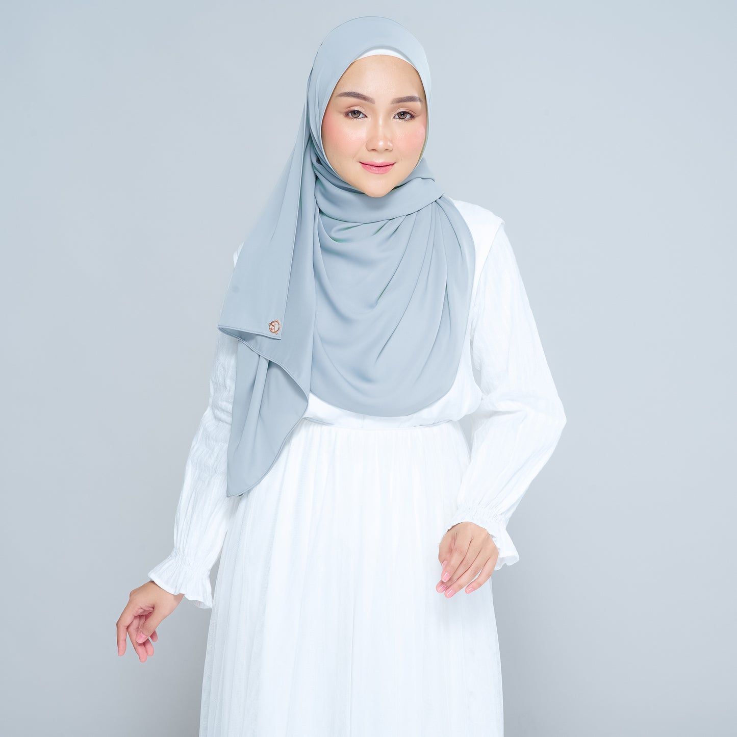 Semi-Instant Sarongje | Chiffon Silk in Dusty Blue