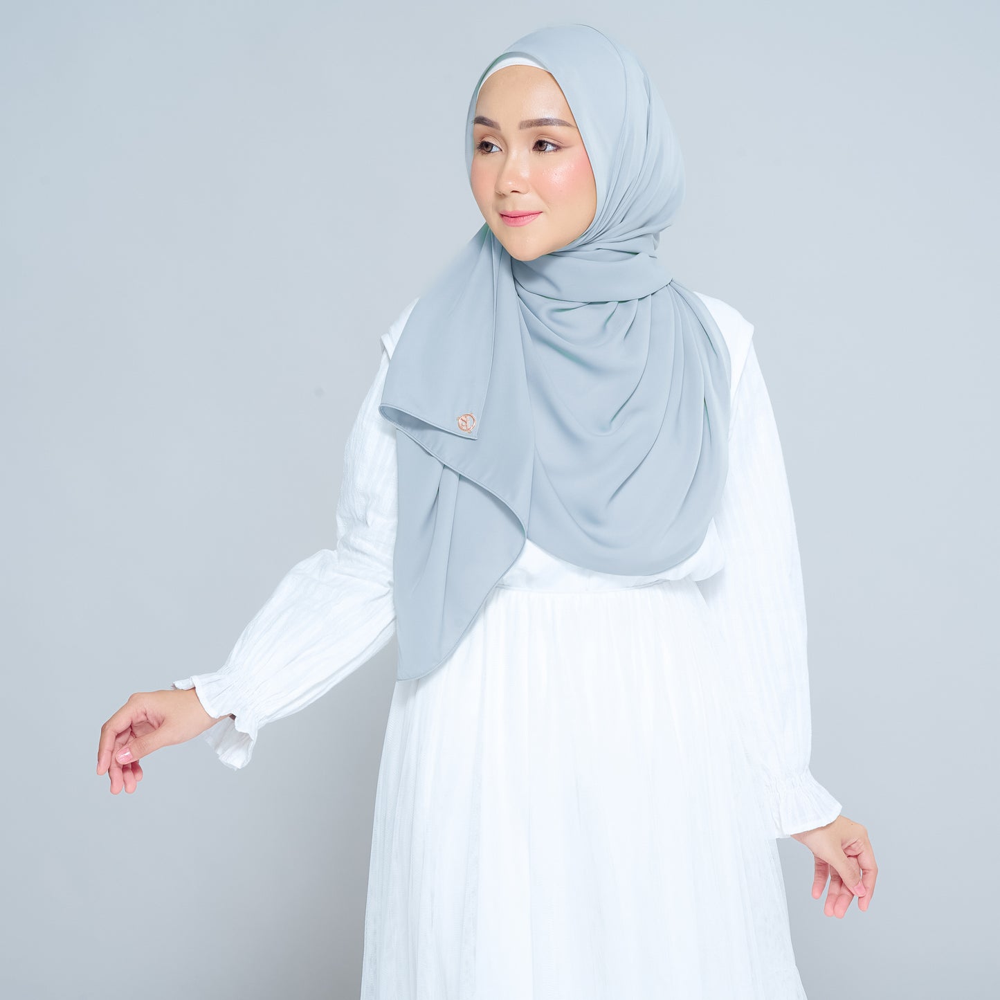 Semi-Instant Sarongje | Chiffon Silk in Dusty Blue