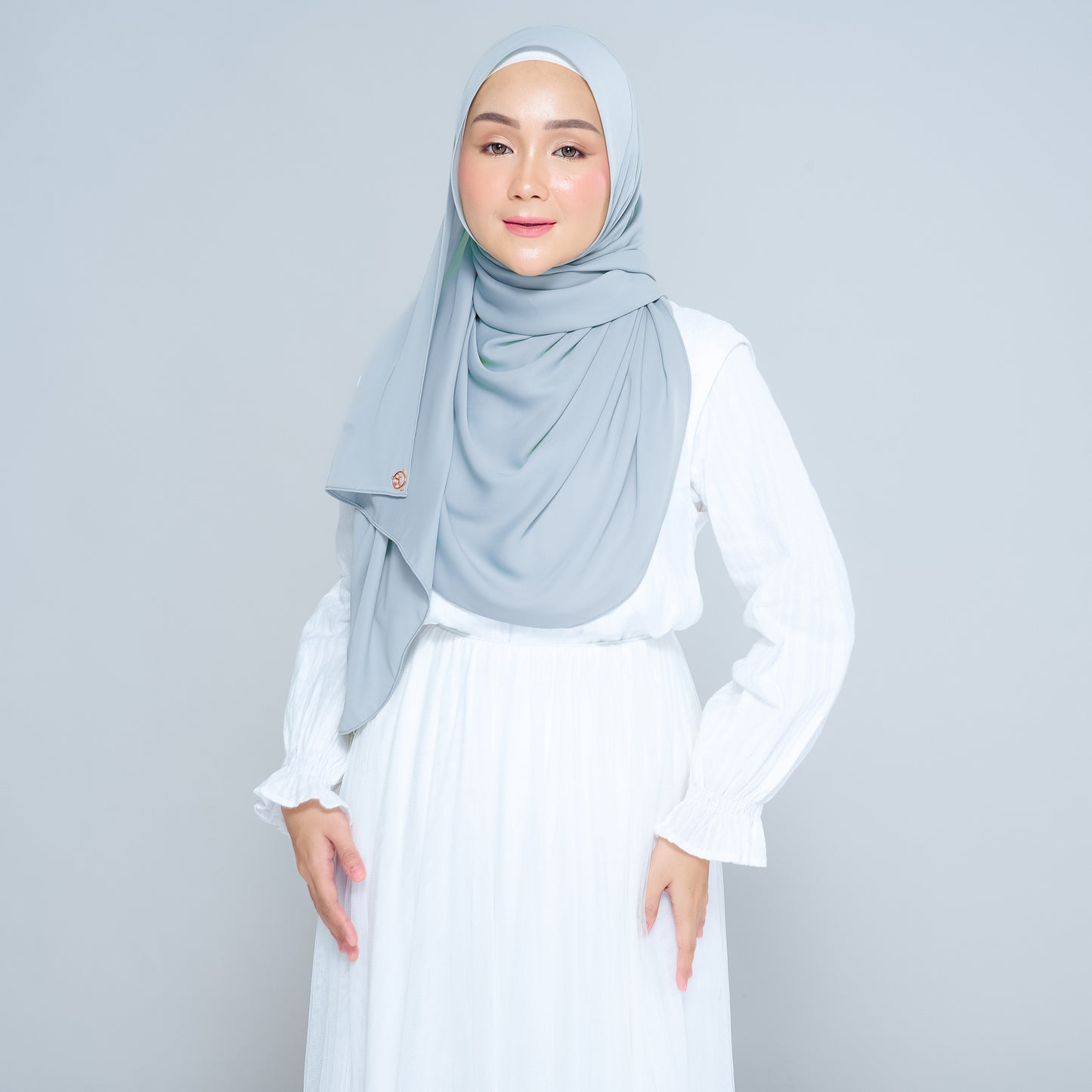 Semi-Instant Sarongje | Chiffon Silk in Dusty Blue