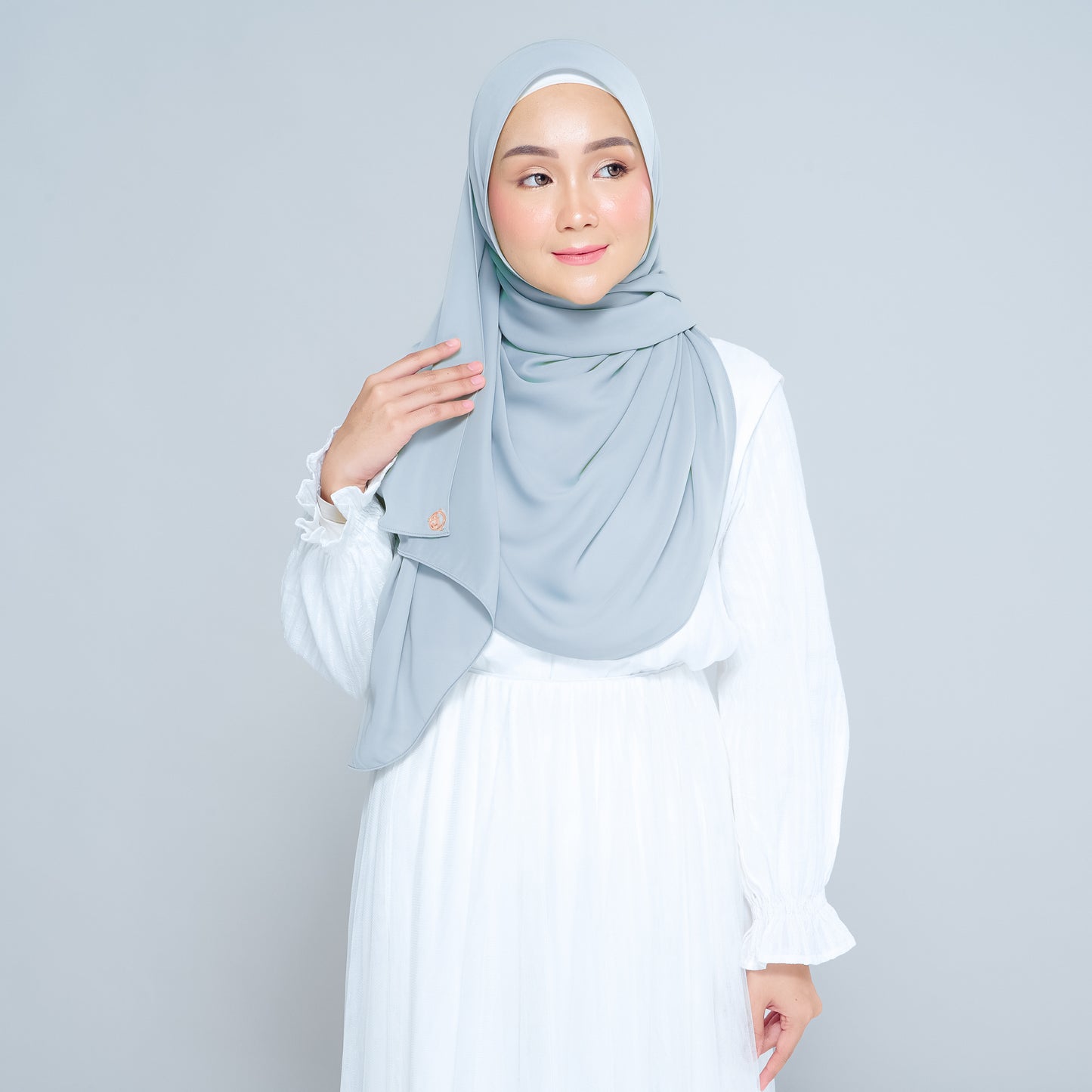 Semi-Instant Sarongje | Chiffon Silk in Dusty Blue