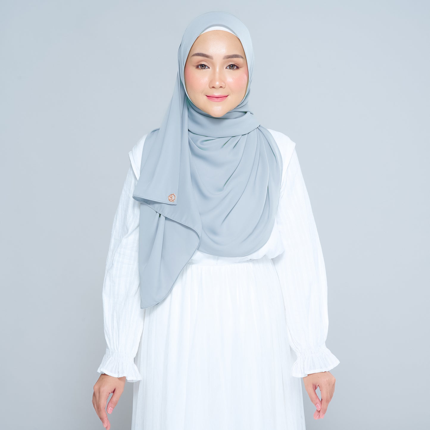 Semi-Instant Sarongje | Chiffon Silk in Dusty Blue