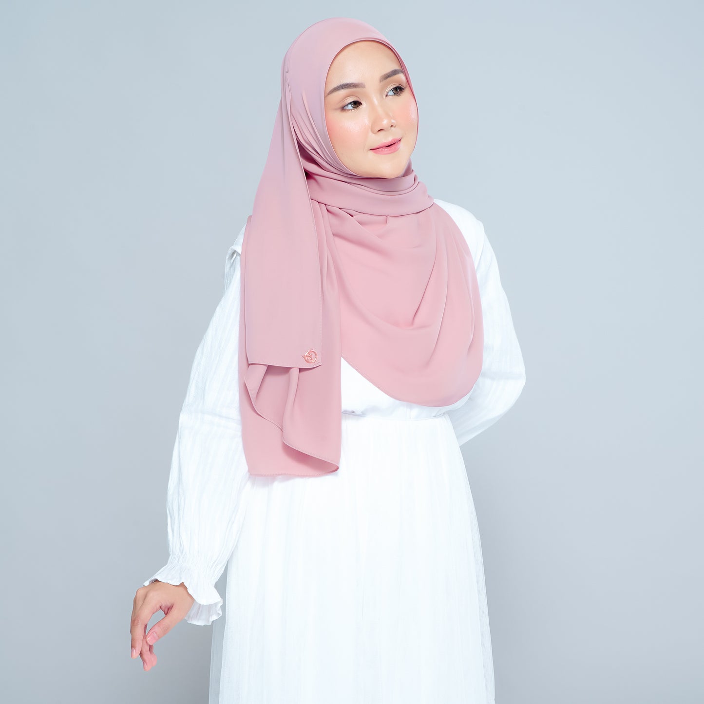 Semi-Instant Sarongje | Chiffon Silk in Dusty Pink