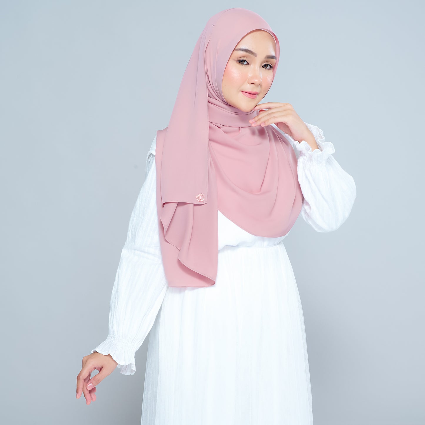 Semi-Instant Sarongje | Chiffon Silk in Dusty Pink