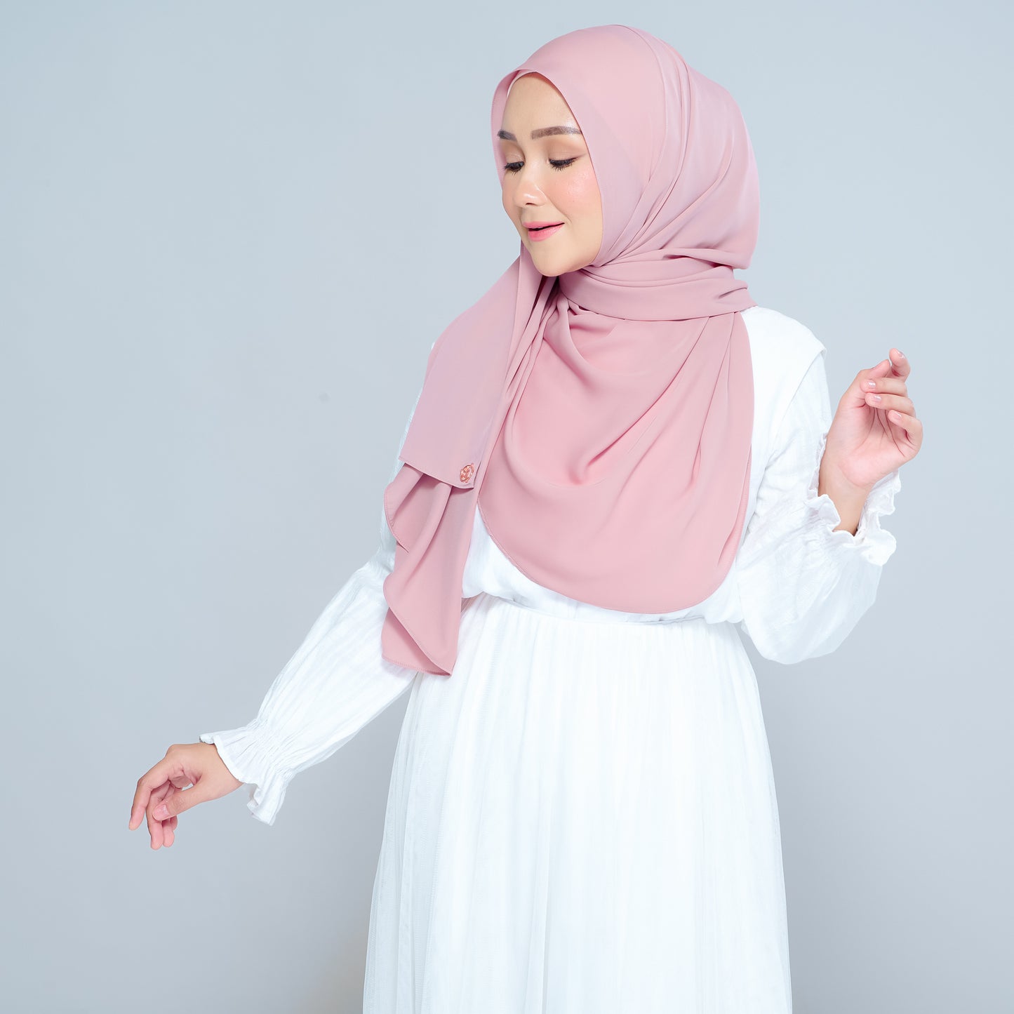 Semi-Instant Sarongje | Chiffon Silk in Dusty Pink