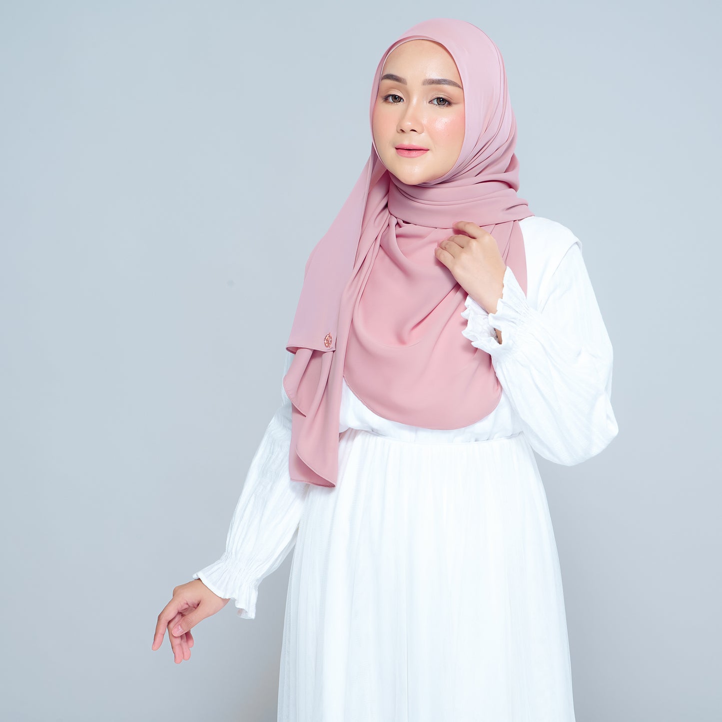 Semi-Instant Sarongje | Chiffon Silk in Dusty Pink