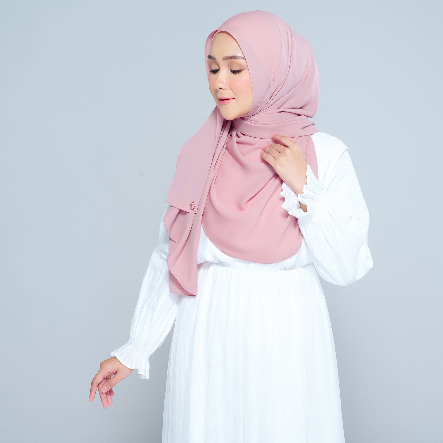 Semi-Instant Sarongje | Chiffon Silk in Dusty Pink