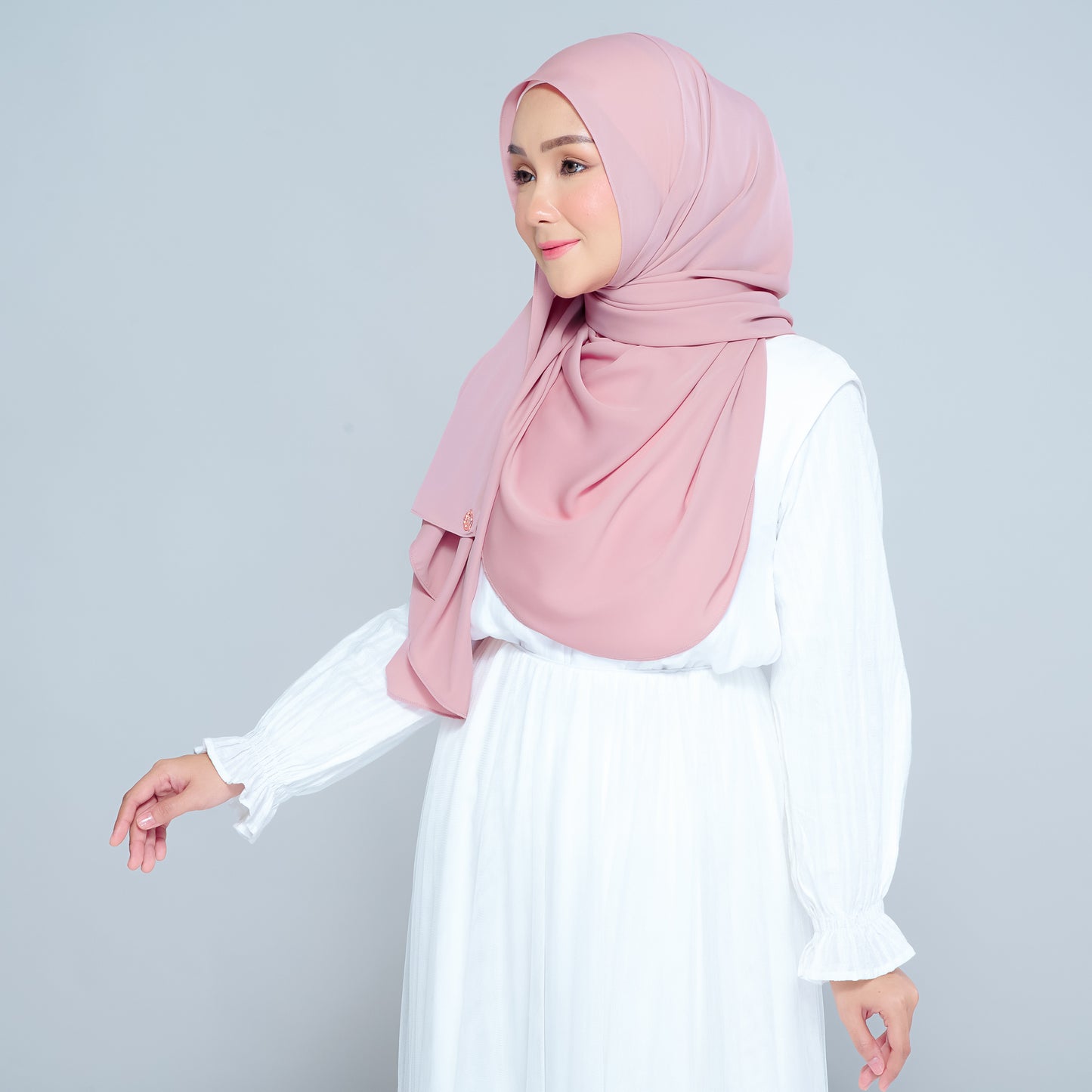 Semi-Instant Sarongje | Chiffon Silk in Dusty Pink