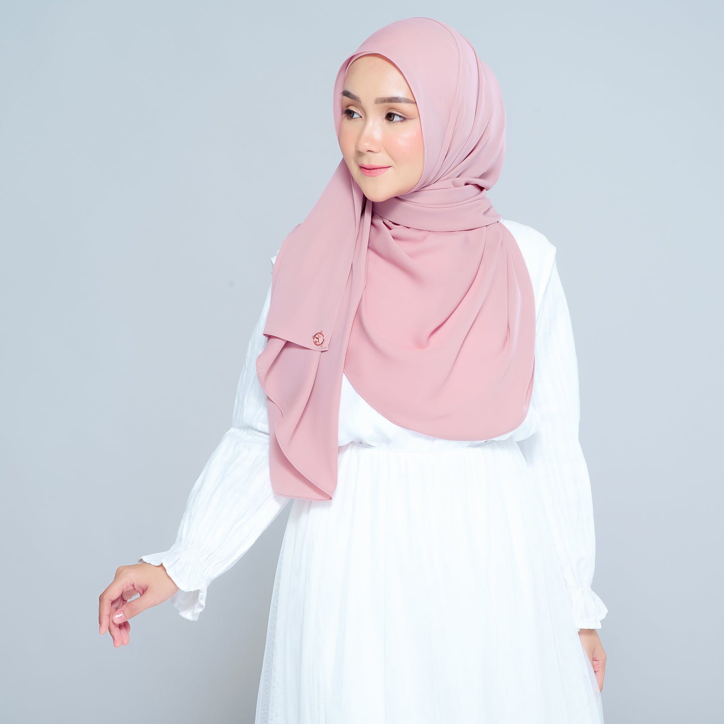 Semi-Instant Sarongje | Chiffon Silk in Dusty Pink