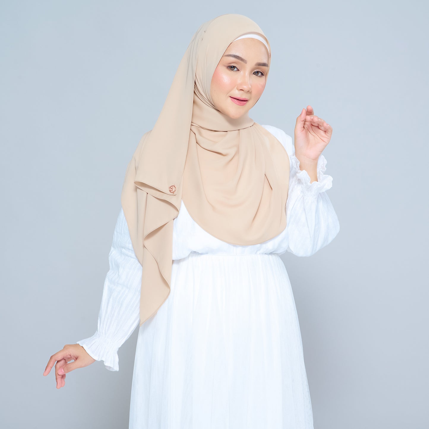 Semi-Instant Sarongje | Chiffon Silk in Latte