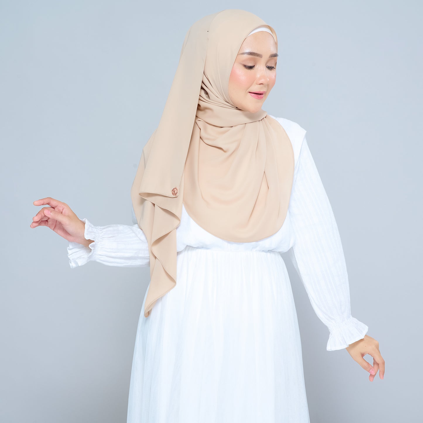 Semi-Instant Sarongje | Chiffon Silk in Latte