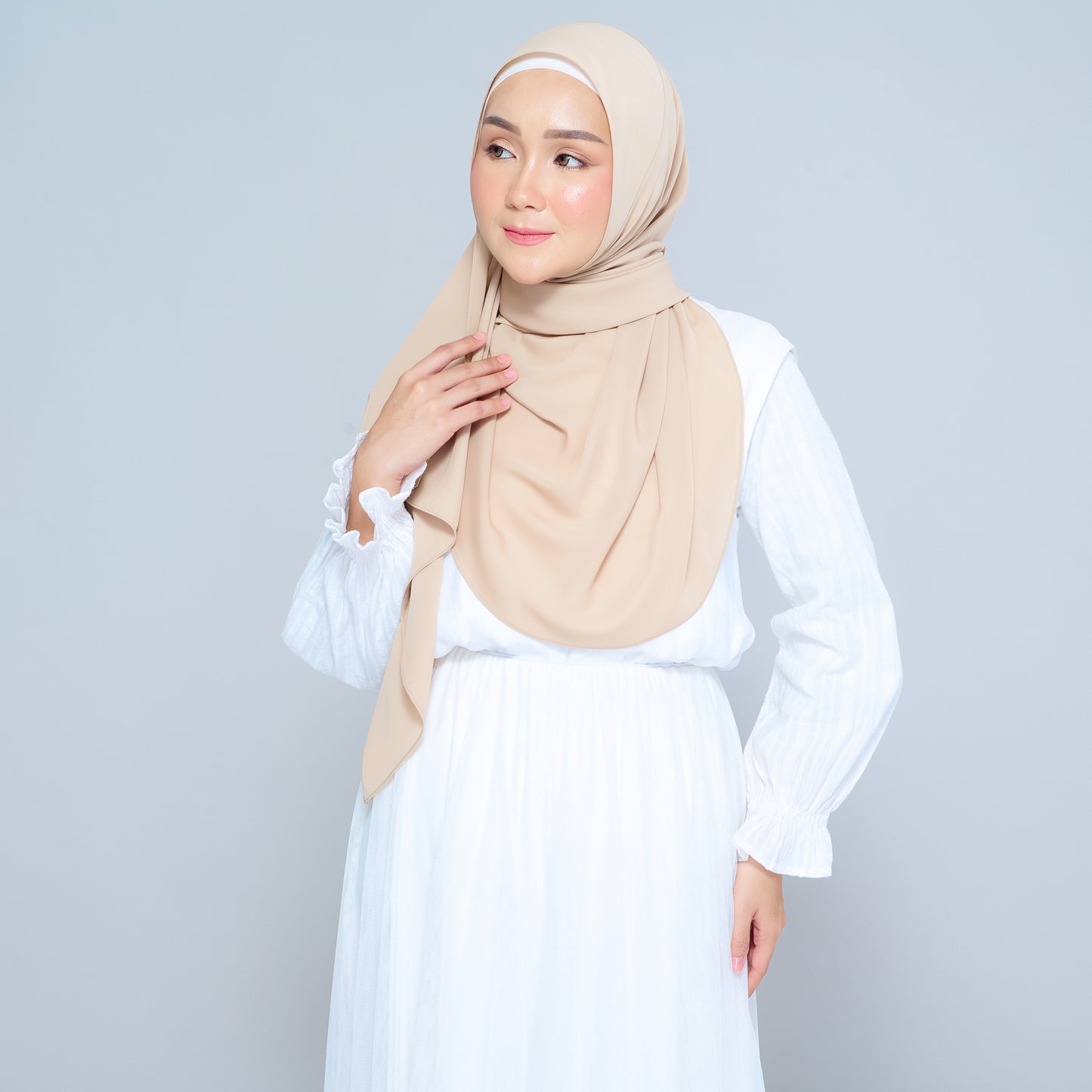 Semi-Instant Sarongje | Chiffon Silk in Latte