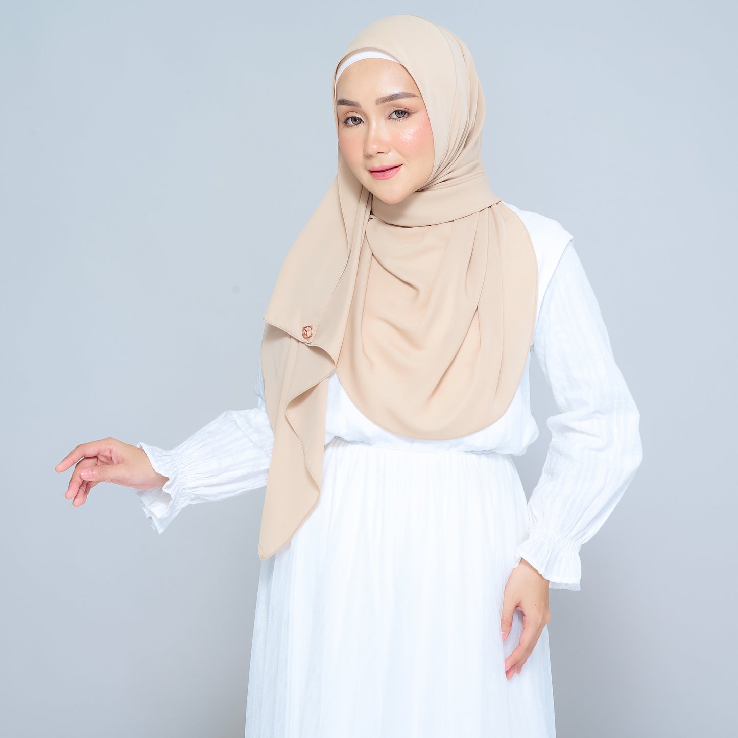 Semi-Instant Sarongje | Chiffon Silk in Latte