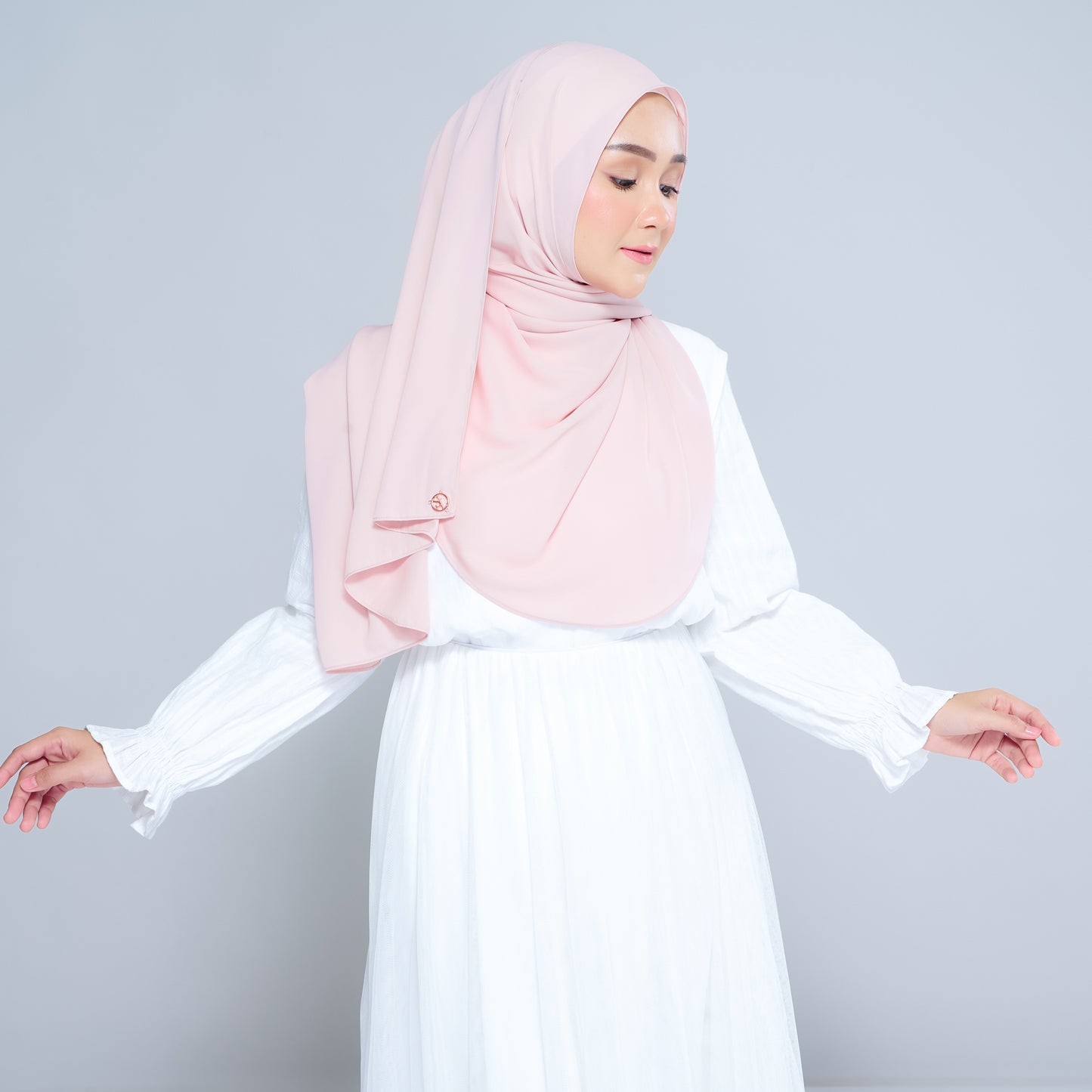 Semi-Instant Sarongje | Chiffon Silk in Nude Pink