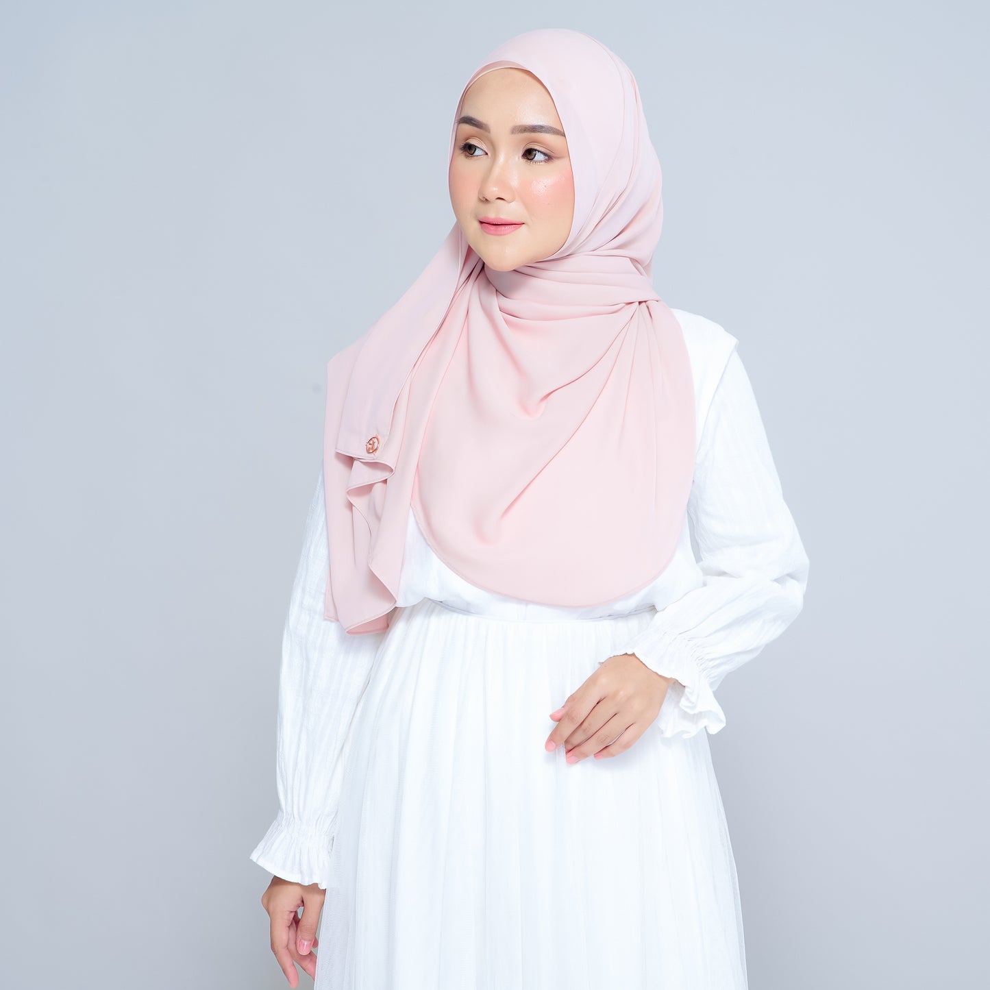 Semi-Instant Sarongje | Chiffon Silk in Nude Pink