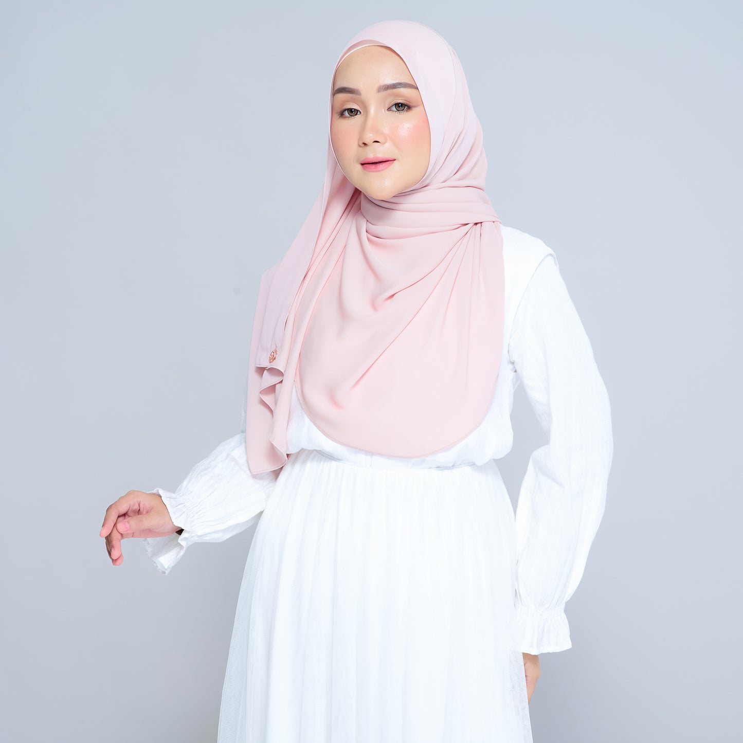 Semi-Instant Sarongje | Chiffon Silk in Nude Pink