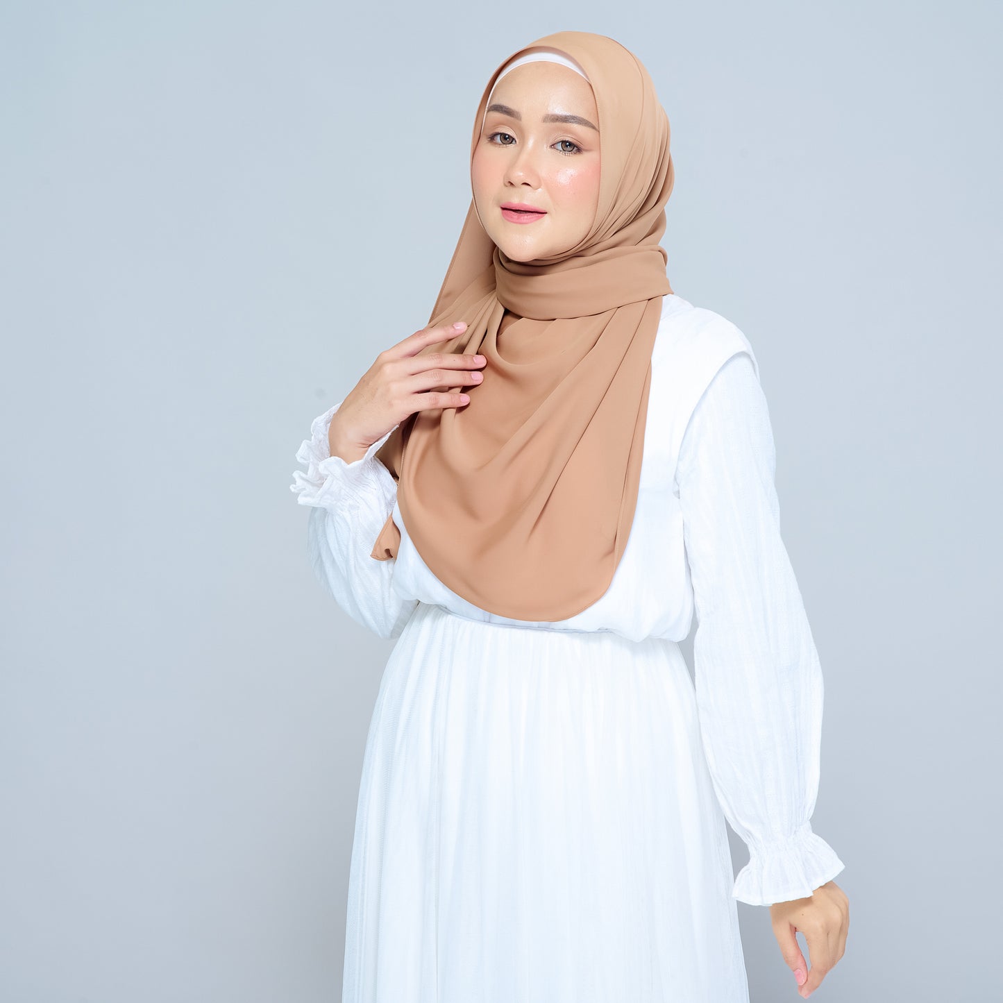 Semi-Instant Sarongje | Chiffon Silk in Tan