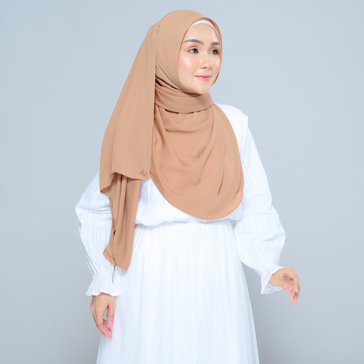 Semi-Instant Sarongje | Chiffon Silk in Tan