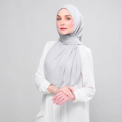[As-Is] Instant Tag n' Go Shawl l Chiffon Silk in Light Grey