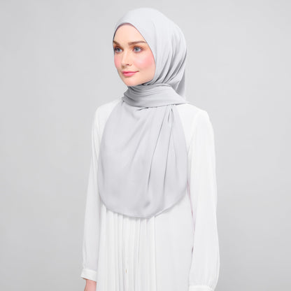 [As-Is] Instant Tag n' Go Shawl l Chiffon Silk in Light Grey