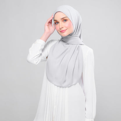 [As-Is] Instant Tag n' Go Shawl l Chiffon Silk in Light Grey
