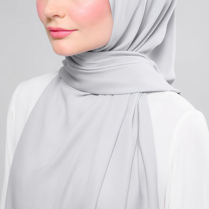 [As-Is] Instant Tag n' Go Shawl l Chiffon Silk in Light Grey