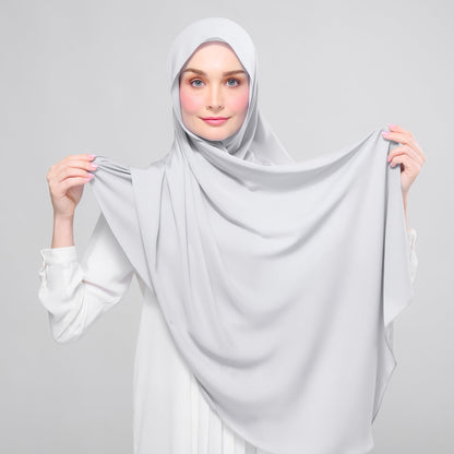 [As-Is] Instant Tag n' Go Shawl l Chiffon Silk in Light Grey
