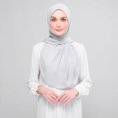 [As-Is] Instant Tag n' Go Shawl l Chiffon Silk in Light Grey
