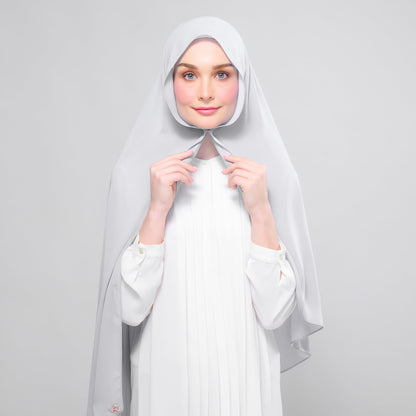 [As-Is] Instant Tag n' Go Shawl l Chiffon Silk in Light Grey