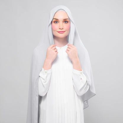 [As-Is] Instant Tag n' Go Shawl l Chiffon Silk in Light Grey