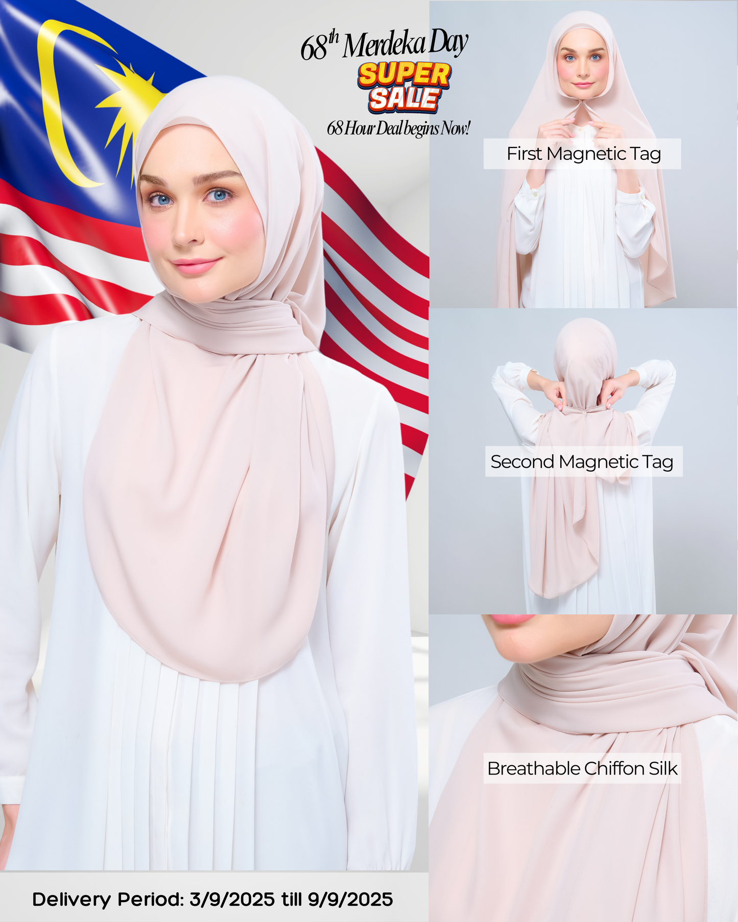 Instant Tag n' Go Shawl l Chiffon Silk 1.0 in Sand