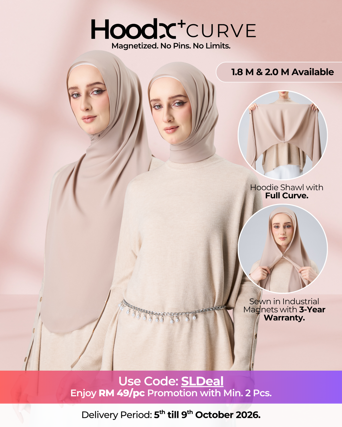 HoodX⁺Plus Curve in Sandstone [Korean Chiffon]