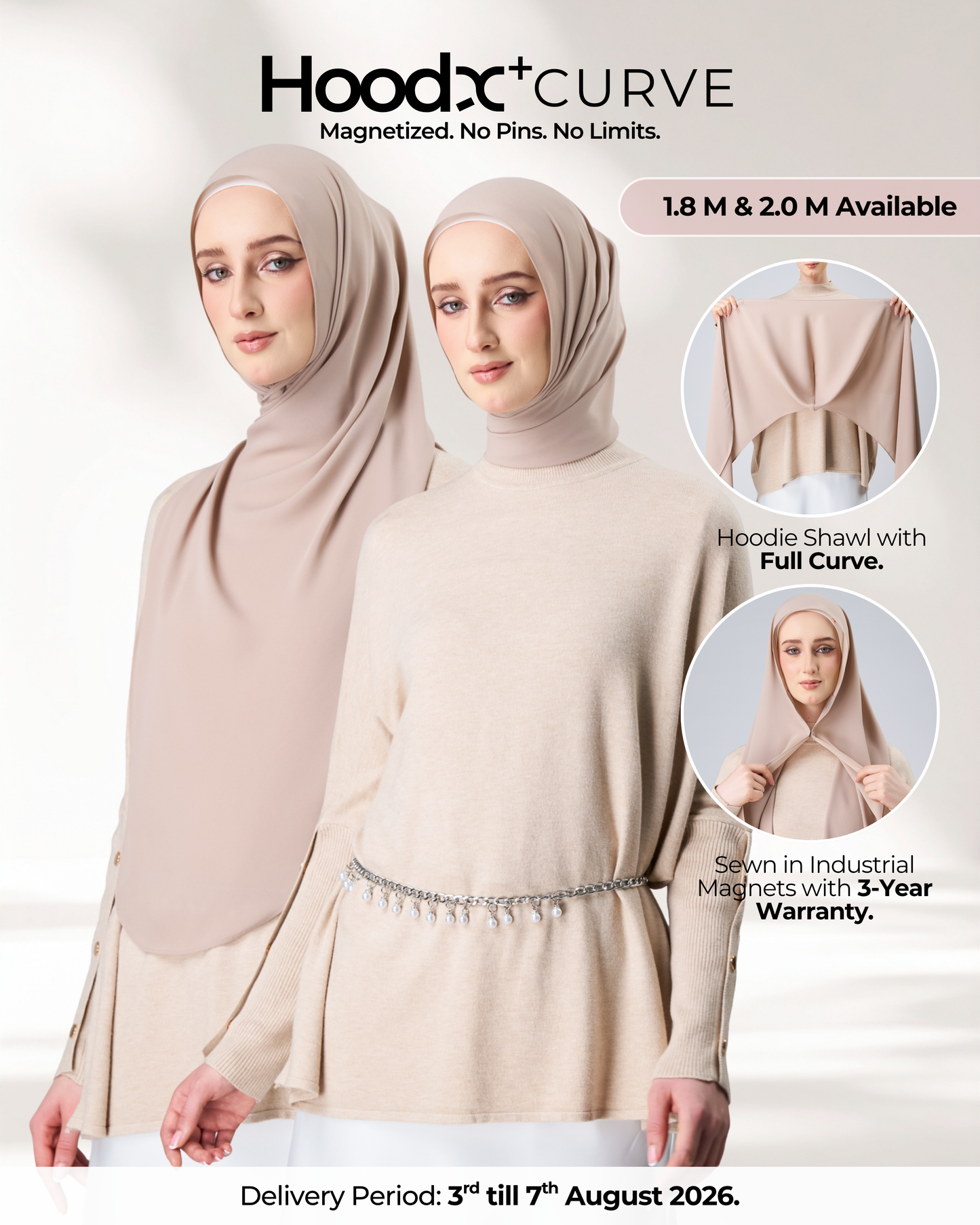 HoodX⁺Plus Curve in Sandstone [Korean Chiffon]