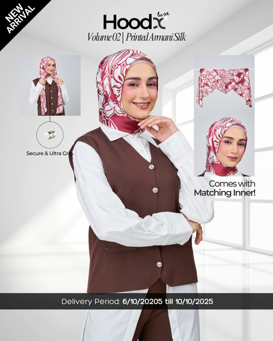 [★New] HoodX Printed Set in Scarlet